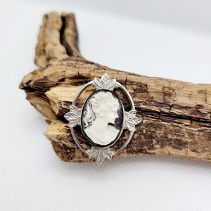 Silver White Cameo Brooch